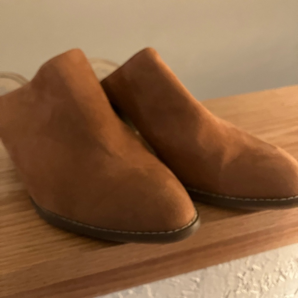 Rust Suede Heeled Mules